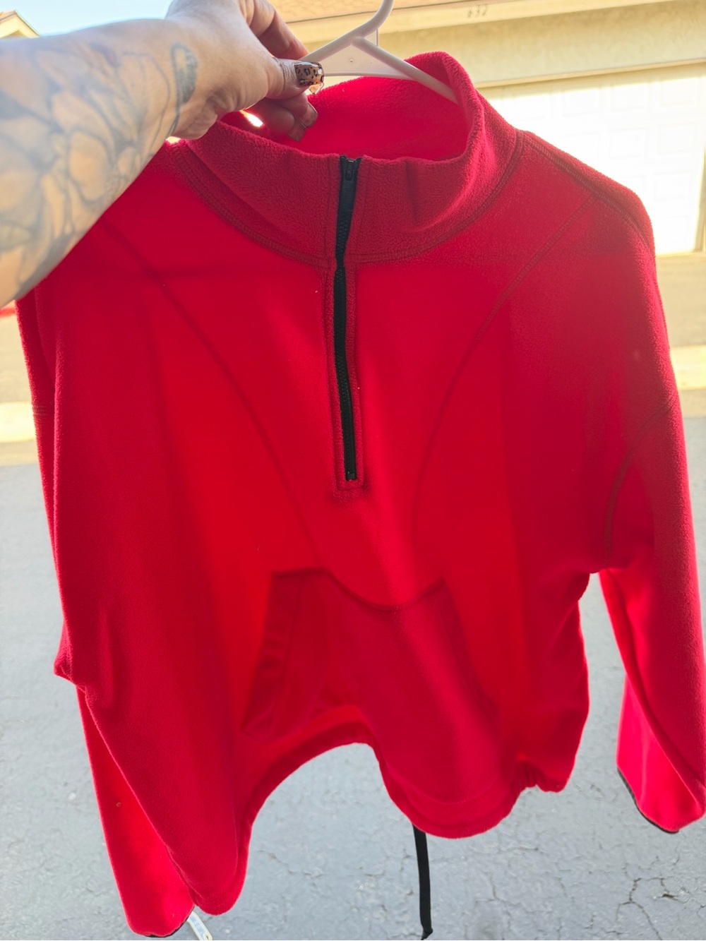 PINK Victoria's Secret Red Half-Zip Fleece Pullover